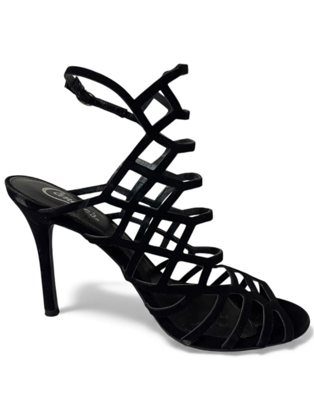 Candie's Black Strappy Cage Design High Heel Sandals Size 10 - Picture 1 of 7